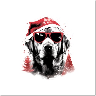 Magical Christmas Labrador in the snow: cute four-legged friend with festive hat Posters and Art